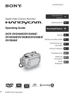 Sony DCR DVD 506 E manual. Camera Instructions.
